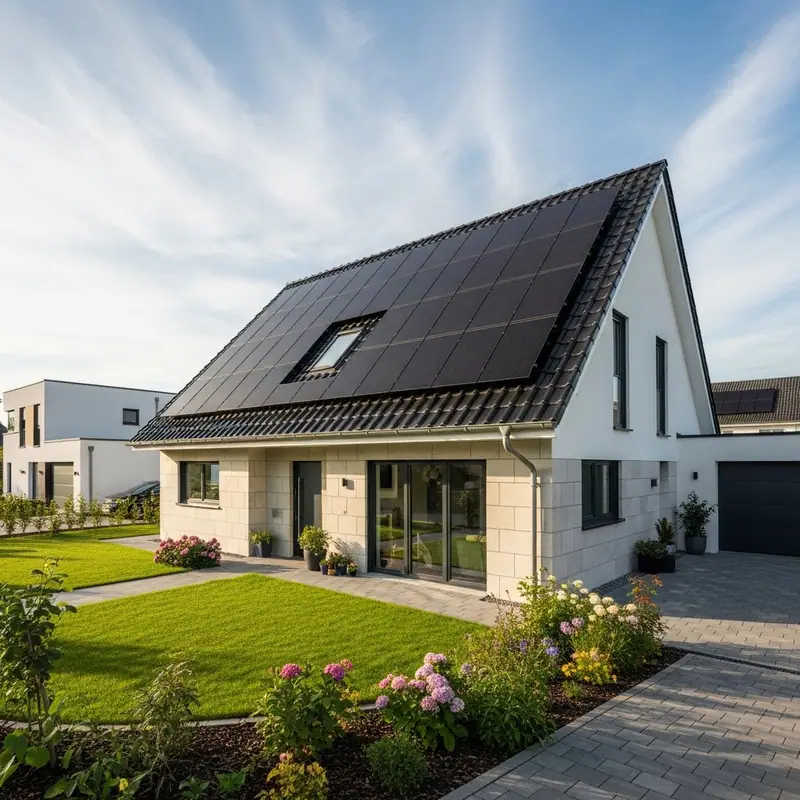 Modernes energieeffizientes Haus mit Solartechnik